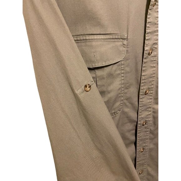 Cabelas Army Green‎ Lightweight Long Sleeve Button Up Shirt Sz M Tall Outdoor - Picture 6 of 11